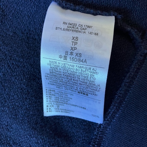 100% Cotton Gap Navy Zip-Up Sweater Women Size XS - Picture 8 of 8